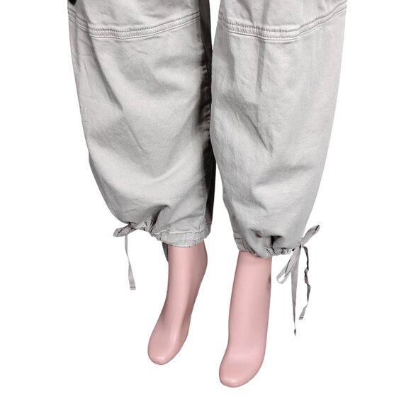Anthro Pilcro Wide Legs Cargo Pants Size 32 P Waist Hems Drawstring Multi Pocket - Picture 2 of 16